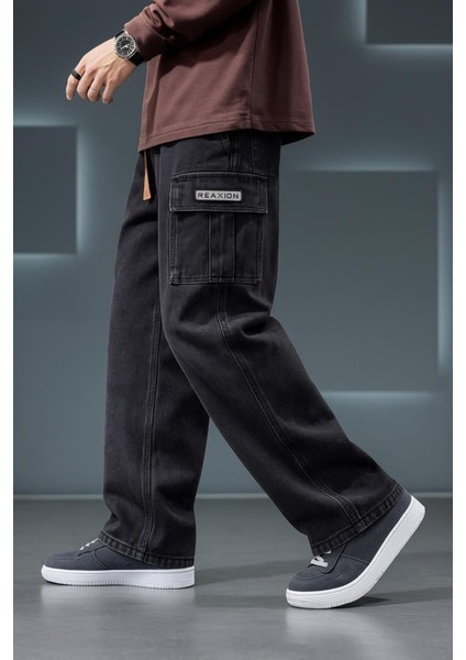 Reax Luiz Beli Lastikli ve Ipli Komando Baggy Fit Kot Kargo Pantolon