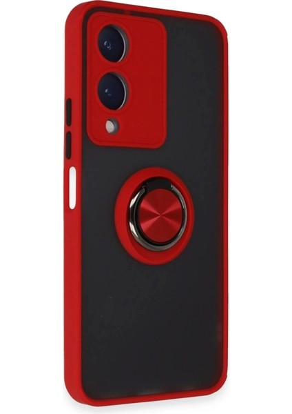 Vivo Y17S Kılıf Montreal Yüzüklü Silikon Kapak - Kırmızı fiyatları