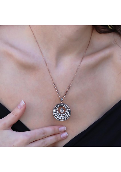 Elmas Montür Rose Gold Gümüş Kolye indirimleri
