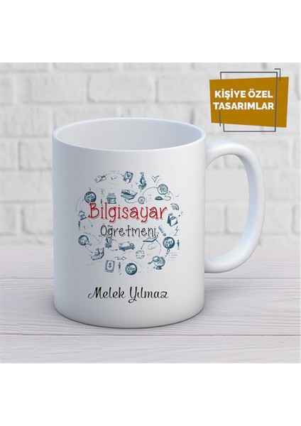 Kişiye Özel Isim Yazılabilir Bilgisayar Öğretmeni Kupa Bardak