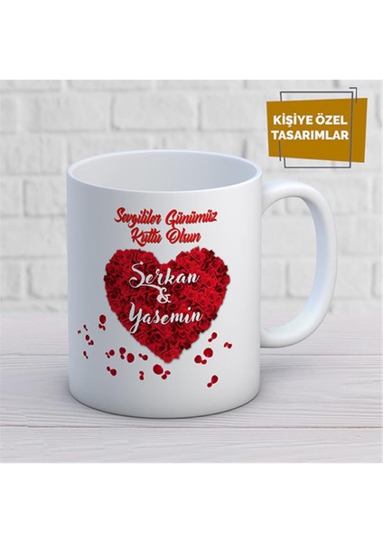 Kişiye Özel Isim Yazılabilir Sevgi Temalı Kupa Bardak