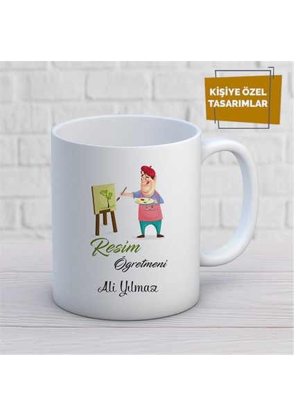 Kişiye Özel Isim Yazılabilir Resim Öğretmeni Kupa Bardak