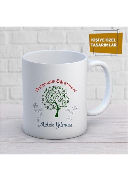 Kişiye Özel Isim Yazılabilir Matematik Öğretmeni Kupa Bardak