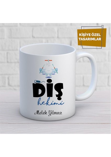 Kişiye Özel Isim Yazılabilir Diş Hekimi Kupa Bardak