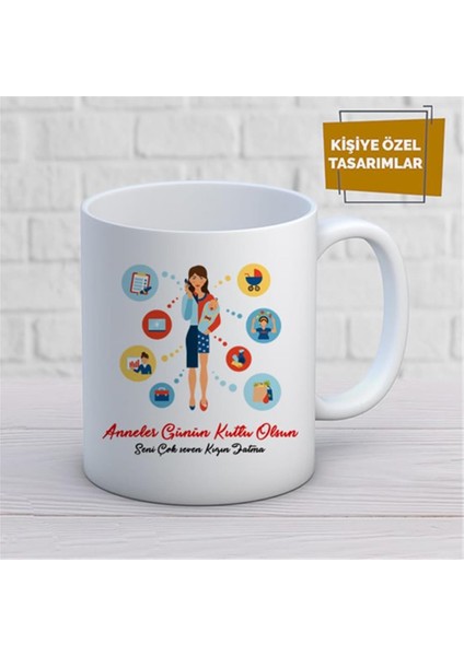 Kişiye Özel Isim Yazılabilir Anneler Günün Kutlu Olsun Kupa Bardak