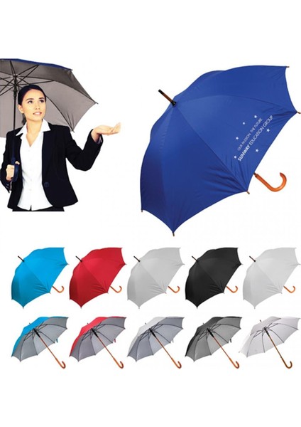 Siyah Baston Şemsiye Ahşap Saplı