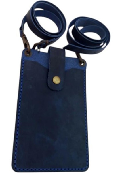 El Yapımı Hakiki Crazy Deri Telefonluk Lacivert modelleri