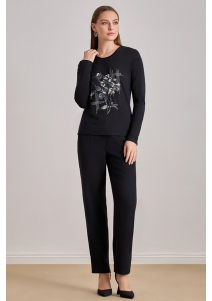 Düz Kesim Siyah Viskon Bluz