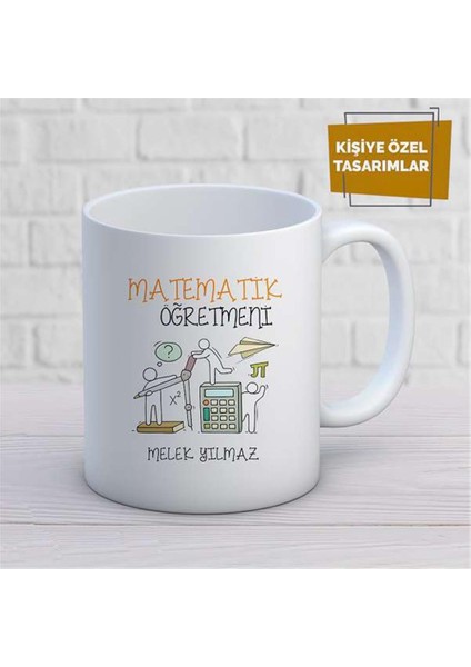 Kişiye Özel Isim Yazılabilir Matematik Öğretmeni Kupa Bardak