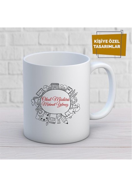 Kişiye Özel Isim Yazılabilir Okul Müdürü Kupa Bardak