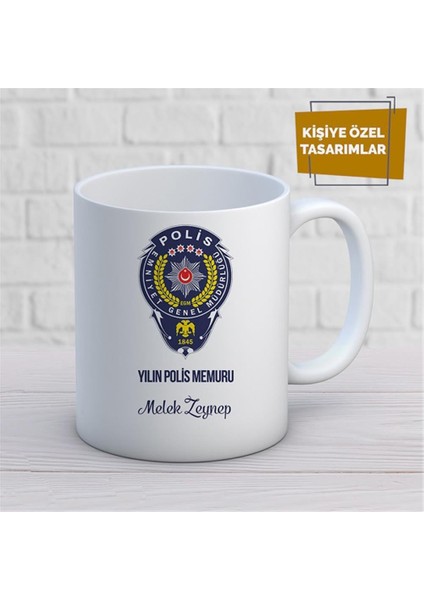 Kişiye Özel Isim Yazılabilir Yılın Polis Memuru Kupa Bardak