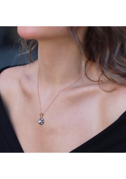 Elmas Montür Modeli Taşlı Rose Gold Gümüş Kolye fırsatları