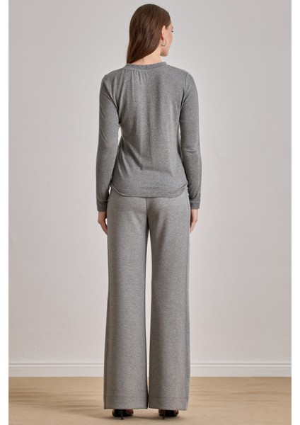 Düz Kesim Gri Örme Bluz fiyatları