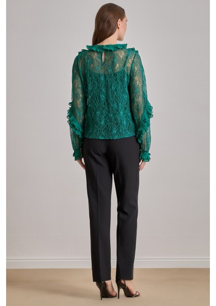 Düz Kesim Yeşil Dantel Bluz fiyatları
