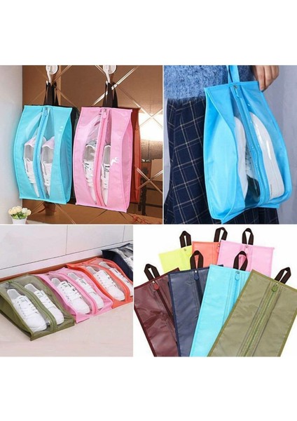 Pencereli Fermuarlı Ayakkabı Saklama Çantası, Şık ve Dayanıklı, Siyah Renk