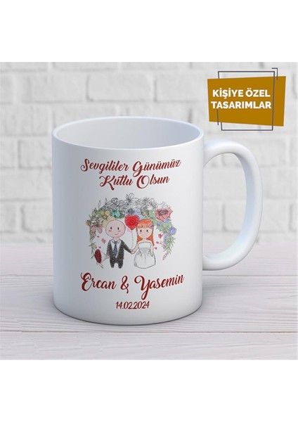 Kişiye Özel Isim Yazılabilir Sevgililer Günümüz Kutlu Olsun Kupa Bardak