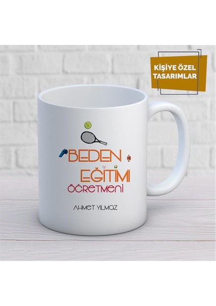 Kişiye Özel Isim Yazılabilir Beden Eğitim Öğretmeni Kupa Bardak