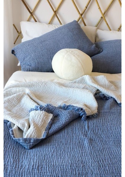 HB&Victory Müslin Tek Kişilik 4 Katlı %100 Pamuk Gece Mavisi Renk Yatak Örtüsü 160X230 Cm. modelleri