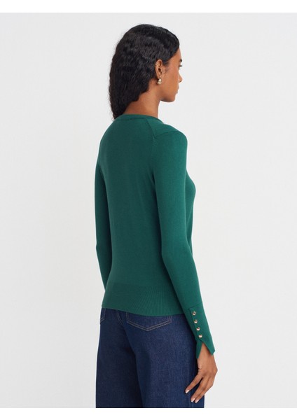 1267 Bisiklet Yaka Kol Ortası Droplu Kazak-K.zümrüt fiyatları