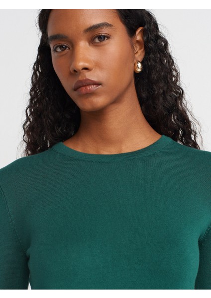 1267 Bisiklet Yaka Kol Ortası Droplu Kazak-K.zümrüt modelleri