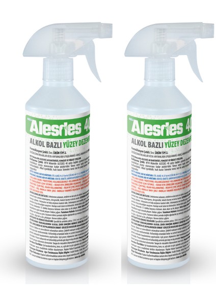 Alesdes 40 Alkol Bazlı Yüzey Dezenfektanı 500 ml - 2'li Paket