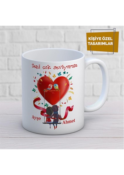 Kişiye Özel Isim Yazılabilir Sevgi Temalı Kupa Bardak
