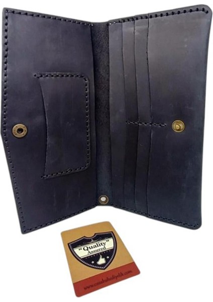 El Yapımı Telefon Bölmeli Hakiki Crazy Deri Cüzdan Siyah fiyatları