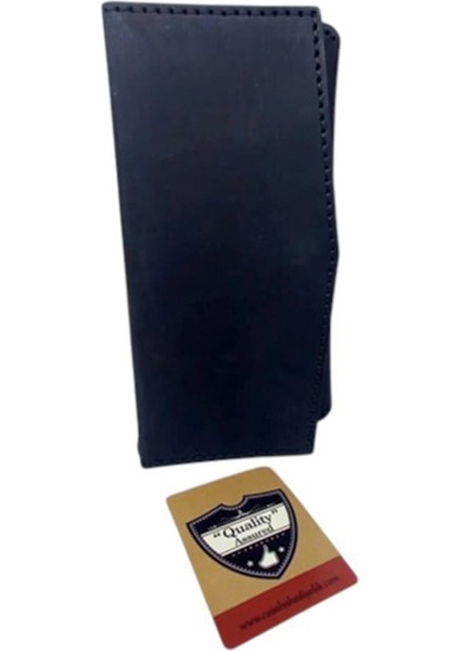 El Yapımı Telefon Bölmeli Hakiki Crazy Deri Cüzdan Siyah modelleri