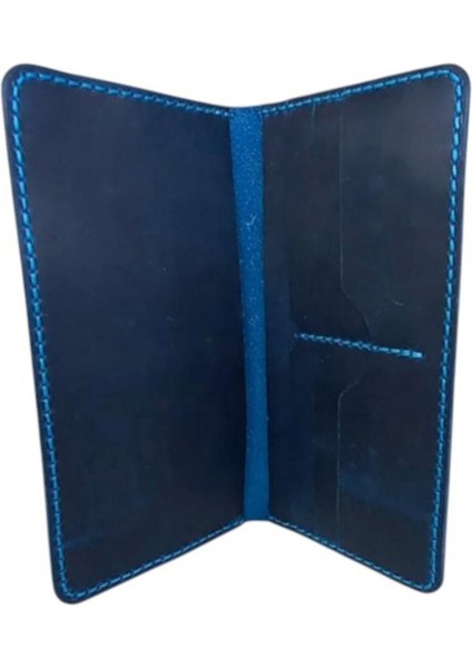 El Yapımı Telefon Bölmeli Hakiki Crazy Deri Cüzdan Turkuaz