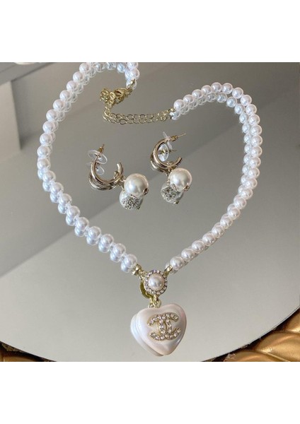 Kalp Incili Princess Gold Çelik Set