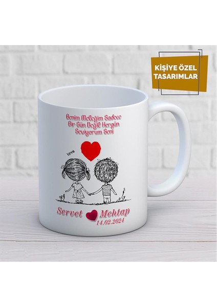 Kişiye Özel Isim Yazılabilir Sevgi Temalı Kupa Bardak