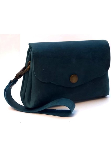 El Yapımı Hakiki Crazy Deri Kadın Cüzdanı Turkuaz