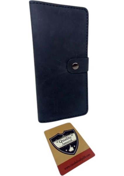 Siyah El Yapımı Hakiki Deri Telefon Kılıflı Cüzdan fiyatları