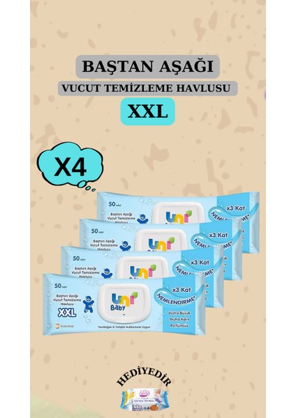 Vücut Temizleme Havlusu Xxl 4'li 200 Yaprak