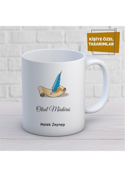 Kişiye Özel Isim Yazılabilir Okul Müdürü Kupa Bardak