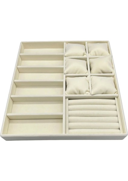 Miami Model Süet Kumaş Krem Renk 38CM /34 cm Mix Takı Sergileme Çekmece Içi Stand fiyatları