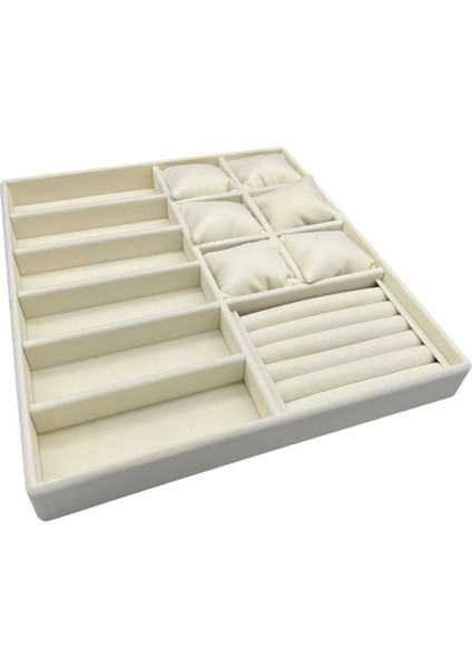 Miami Model Süet Kumaş Krem Renk 38CM /34 cm Mix Takı Sergileme Çekmece Içi Stand fırsatları