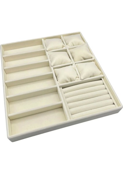 Miami Model Süet Kumaş Krem Renk 38CM /34 cm Mix Takı Sergileme Çekmece Içi Stand indirimleri