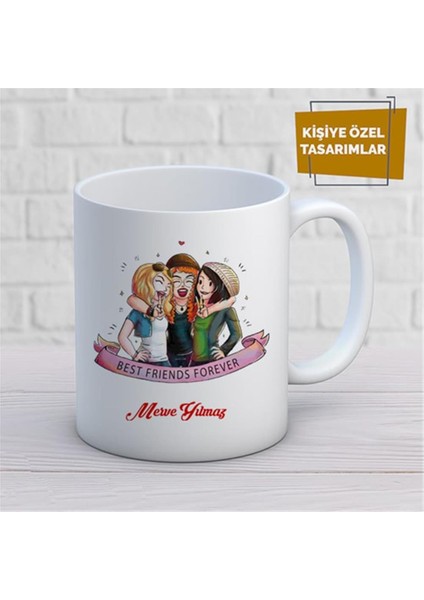 Kişiye Özel Isim Yazılabilir Best Frınds Forever Kupa Bardak