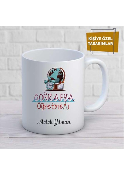 Kişiye Özel Isim Yazılabilir Coğrafya Öğretmeni Kupa Bardak
