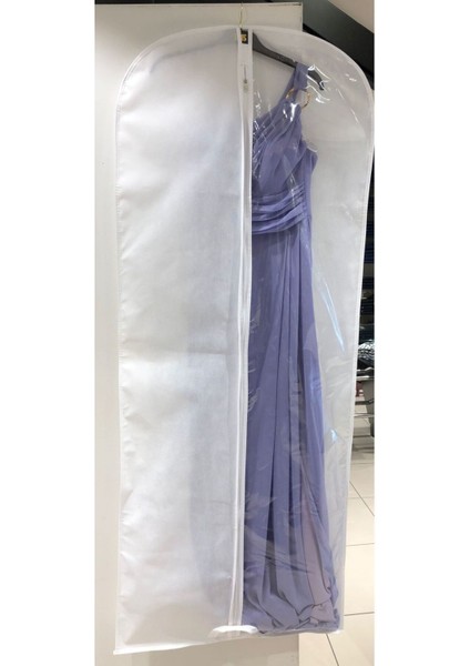 Şeffaf Kumaş Elbise Koruyucu Kılıf, Uzun Boy Taşıyıcı, 64X160 Boy, Beyaz