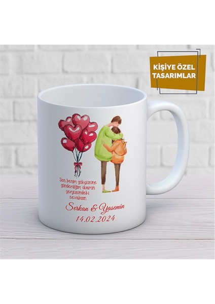 Kişiye Özel Isim Yazılabilir Sevgi Temalı Kupa Bardak