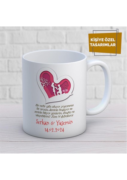 Kişiye Özel Isim Yazılabilir 14 Şubat Sevgiliye Hediye Kupa Bardak