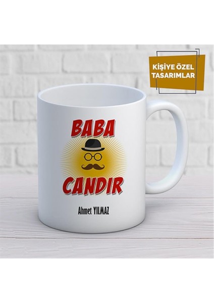 Kişiye Özel Isim Yazılabilir Baba Candır Kupa Bardak