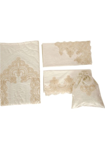 Kadife Bohça Seti, Fransız Güpürlü Osmanlı Zarif Tasarım, Gold Renkli 100% El Işçiliği fiyatları