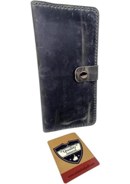 Gri El Yapımı Hakiki Crazy Deri Telefon Bölmeli Cüzdan fiyatları