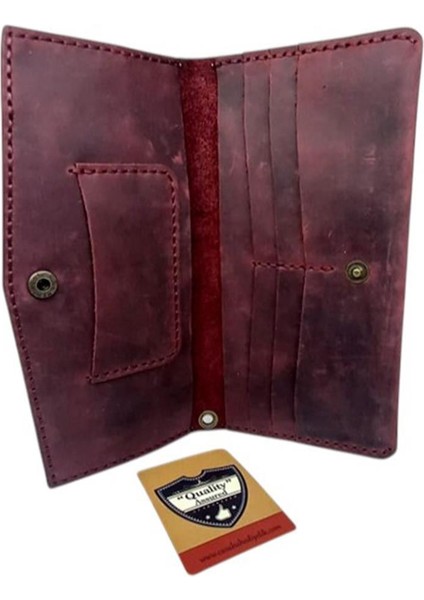 El Yapımı Telefon Bölmeli Hakiki Crazy Deri Cüzdan Vişne Çürüğü fiyatları