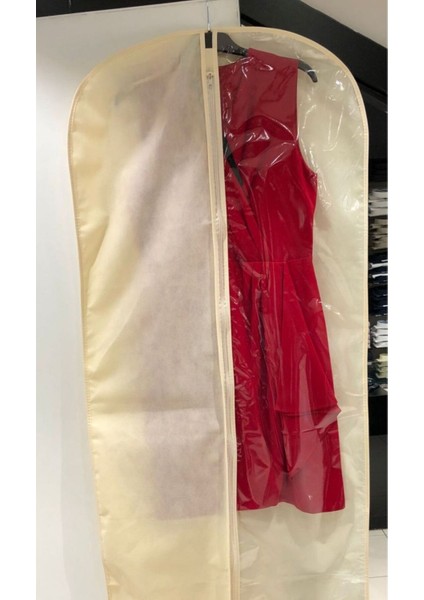 Şeffaf Kumaş Elbise Koruyucu Kılıf, Uzun Boy Taşıyıcı, 64X160 Boy, Beyaz
