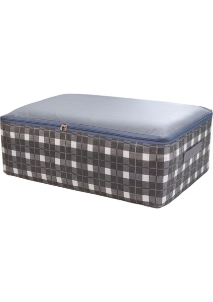 Gri Kare Desenli Ekose Yastık ve Yorgan Düzenleyici, 60X40X20 cm