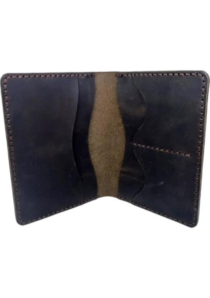 El Yapımı Hakiki Crazy Deri Pasaportluk Kahverengi